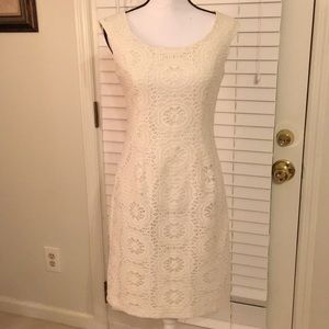 Adrianna Papell White Crochet Sheath Dress